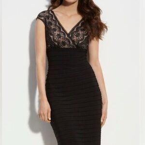 ADRIANNA PAPELL Black & Nude
Lace Shutter Pleat Pencil Dress, Sz 14
